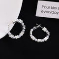 Elegant Korean Irregular Square Alloy Bead Faux Pearl Hoop Studs Light Luxury Minimalist Circle Earrings view 1