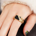 Vintage Old Money Geometric Ring For Women, Enamel Micro Pave Zircon Fashion Jewelry view 3