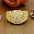 Sparkling Heavy Metal Geometric Women's Ring With Half Circle Zircon Inlay, Luxury Fashion Jewelry view 6