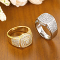 Sparkling Heavy Metal Geometric Women's Ring With Half Circle Zircon Inlay, Luxury Fashion Jewelry view 2