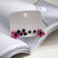 Korean Pink Black Enamel Butterfly Heart Stud Set Sweet Cool Light Luxury Alloy Earrings view 3