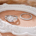 Sparkling Zircon Inlaid Couple Rings For Women Elegant Geometric Wedding Banquet Jewelry view 3