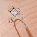 Sparkling Zircon Inlaid Couple Rings For Women Elegant Geometric Wedding Banquet Jewelry view 4