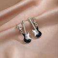 Luxury Punk Music Note And Electric Guitar Enamel Rhinestone Drop Dangle Festival Fashion Earrings view 2