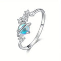 Glossy Planet Geometric Ring For Women, Cosmic Faux Moonstone Statement Jewelry view 5
