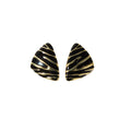 Luxury Black Gold Zebra Stripe Enamel Triangle Alloy Stud Exaggerated Statement Fashion Earrings view 5