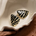 Luxury Black Gold Zebra Stripe Enamel Triangle Alloy Stud Exaggerated Statement Fashion Earrings view 4
