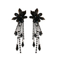 Vintage Gothic Floral Artificial Crystal Tassel Drop Earrings With Silver Pins For Women view 5