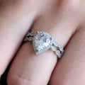 Direct Water Drop Couple Rings With Micro Paved Zircon, Elegant Dress Style Women's Jewelry view 3