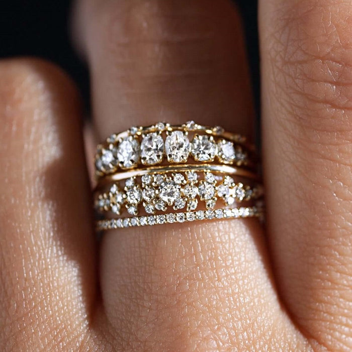 Light Luxury Geometric Multi Line Ring For Women, Premium Wedding Proposal Finger Jewelry
