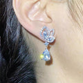 Lotus Water Drop Geometric Zircon Earrings, Light Luxury Fashion Drop Jewelry For Women view 3