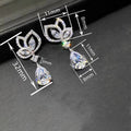 Lotus Water Drop Geometric Zircon Earrings, Light Luxury Fashion Drop Jewelry For Women view 4