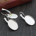 Oval French Hook Electroplated Iron Earring Hooks With Gemstone Base Tray For DIY Jewelry Earrings view 2