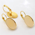 Oval French Hook Electroplated Iron Earring Hooks With Gemstone Base Tray For DIY Jewelry Earrings view 4