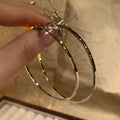 Copper Geometric Round Hoop Earrings With Silver Posts, Minimal Chic Light Luxury Style view 2