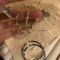 Copper Geometric Round Hoop Earrings With Silver Posts, Minimal Chic Light Luxury Style view 3