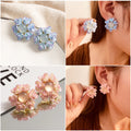 Elegant Round Resin Rose Flower Studs With Faux Pearl Center Sweet Lolita Fashion Earrings view 1