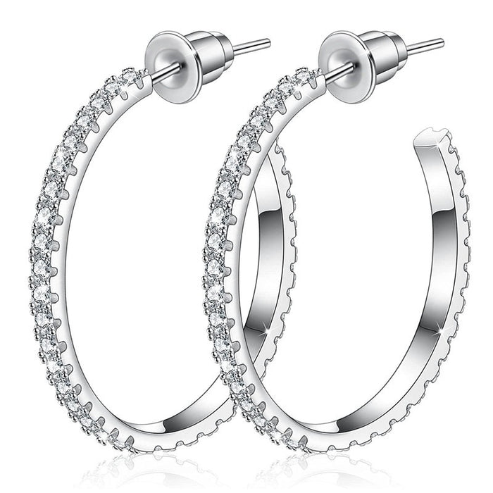 Vacation Style Hoop Earrings For Women, Trendy Micro Paved Zircon Ring Jewelry