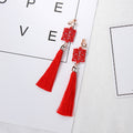 Eighteen Red Chinese Knot and Tassel Festive Earrings view 4