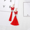 Eighteen Red Chinese Knot and Tassel Festive Earrings view 5