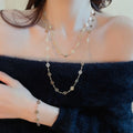 French Light Luxury Copper Rhombus Necklace Bracelet Earring Jewelry Set For Women view 1