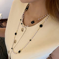 Elegant Multi Layer Faux Pearl Rhinestone Rectangle Sweater Necklace For Autumn Winter view 4