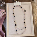 Elegant Multi Layer Faux Pearl Rhinestone Rectangle Sweater Necklace For Autumn Winter view 2
