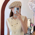 Elegant Multi Layer Faux Pearl Rhinestone Rectangle Sweater Necklace For Autumn Winter view 3