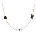 Elegant Multi Layer Faux Pearl Rhinestone Rectangle Sweater Necklace For Autumn Winter view 5
