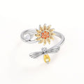 Adjustable Open Ring With Bee Honey Flower Design, European American Fashion Jewelry view 1