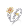 Adjustable Open Ring With Bee Honey Flower Design, European American Fashion Jewelry view 5