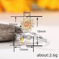Adjustable Open Ring With Bee Honey Flower Design, European American Fashion Jewelry view 4