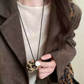 Alloy Heart Pendant Leather Braided Cord Sweater Necklace For Women Chic Autumn Winter Fashion view 3