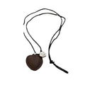 Alloy Heart Pendant Leather Braided Cord Sweater Necklace For Women Chic Autumn Winter Fashion view 5