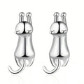 Korean Style Cute Stretching Cat Stud Earrings For Women, Animal Daily Fashion Jewelry view 1