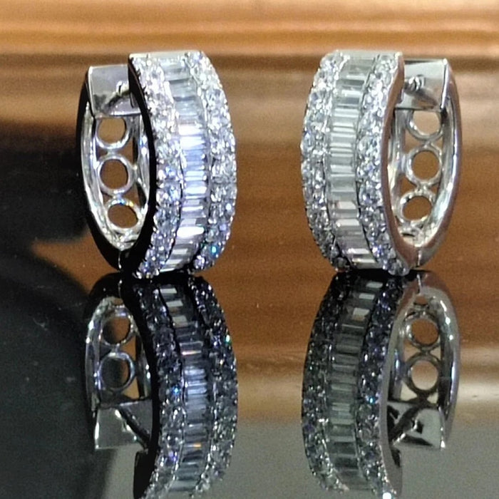 Classic Minimalist Geometric Zircon Inlaid Earrings For Women, Fashion Elegant Ear Jewelry