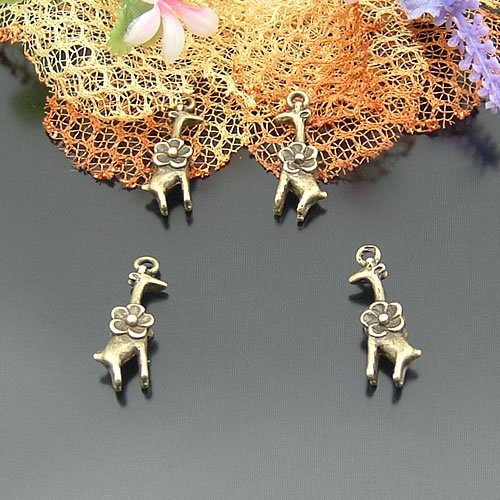 20x7mm Double-Sided Flower Giraffe Alloy Charm Pendant