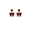Light Luxury Red Enamel Bow Pendant Heart Stud Drop Earrings For Women New Year Elegant Earrings view 5
