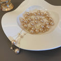 Light Luxury Faux Pearl Alloy Geometric Round Sweater Necklace For Autumn Winter Fashion view 2