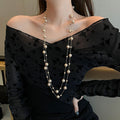 Light Luxury Faux Pearl Alloy Geometric Round Sweater Necklace For Autumn Winter Fashion view 3