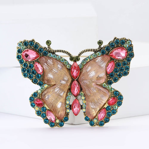 Alloy Rhinestone Large Butterfly Brooch Pin For Elegant Womens Clothing