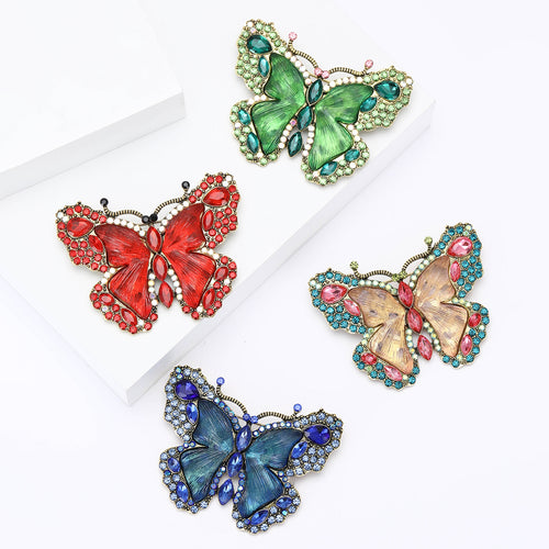 Alloy Rhinestone Large Butterfly Brooch Pin For Elegant Womens Clothing