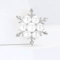 Alloy Pearl Mini Snowflake Brooch Pin For Women's Coats view 2