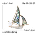 Alloy Pearl Shell Sailboat Brooch For Suit And Sweater Decoration view 5