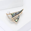 Alloy Pearl Shell Sailboat Brooch For Suit And Sweater Decoration view 2