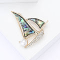 Alloy Pearl Shell Sailboat Brooch For Suit And Sweater Decoration view 3