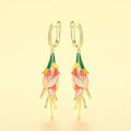 Vacation Style Morning Glory Flower Drop Earrings For Women, Metal Enamel Pastoral Jewelry view 5