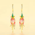 Vacation Style Morning Glory Flower Drop Earrings For Women, Metal Enamel Pastoral Jewelry view 1
