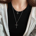 Light Luxury Metal Cross Sweater Necklace For Women Minimalist Geometric Fashion Accessory view 1