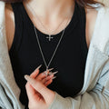 Light Luxury Metal Cross Sweater Necklace For Women Minimalist Geometric Fashion Accessory view 4